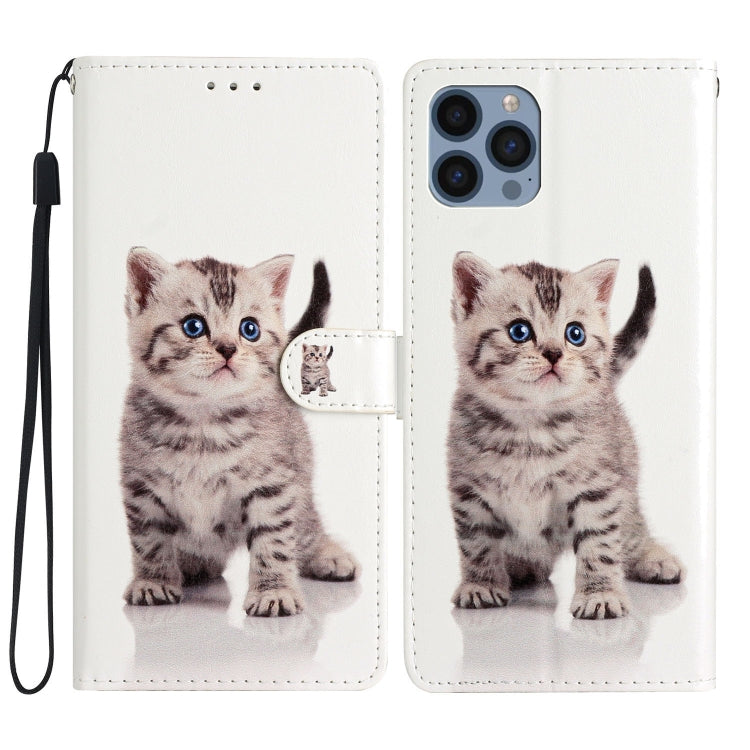 For iPhone 15 Pro Colored Drawing Leather Phone Case(Little Tabby Cat) - HoMEdemic™ 