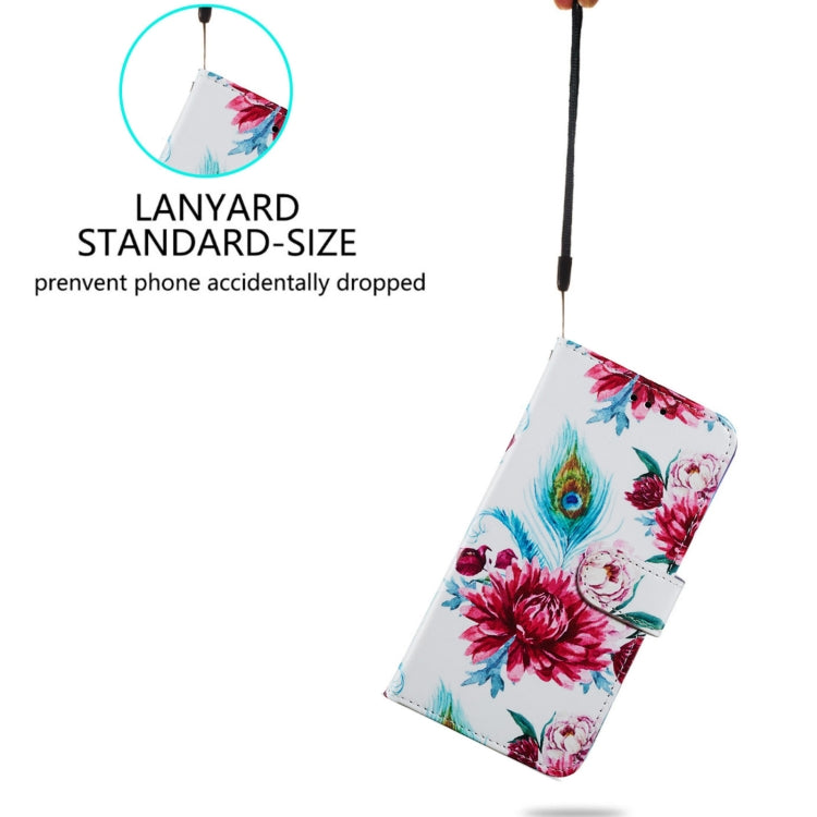 For iPhone 15 Pro Colored Drawing Leather Phone Case(Peacock Flower) - HoMEdemic™ 