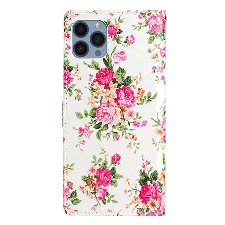 For iPhone 15 Pro Colored Drawing Leather Phone Case(Peonies) - HoMEdemic™ 
