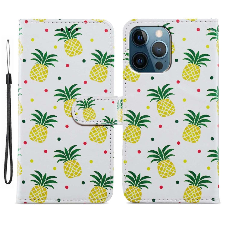 For iPhone 15 Pro Colored Drawing Leather Phone Case(Pineapple) - HoMEdemic™ 