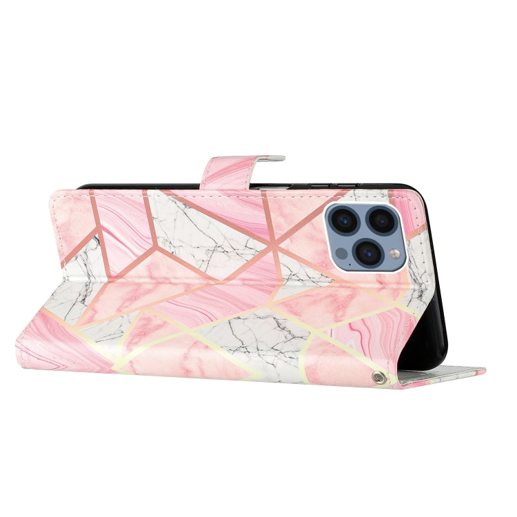 For iPhone 15 Pro Colored Drawing Leather Phone Case(Pink Marble) - HoMEdemic™ 