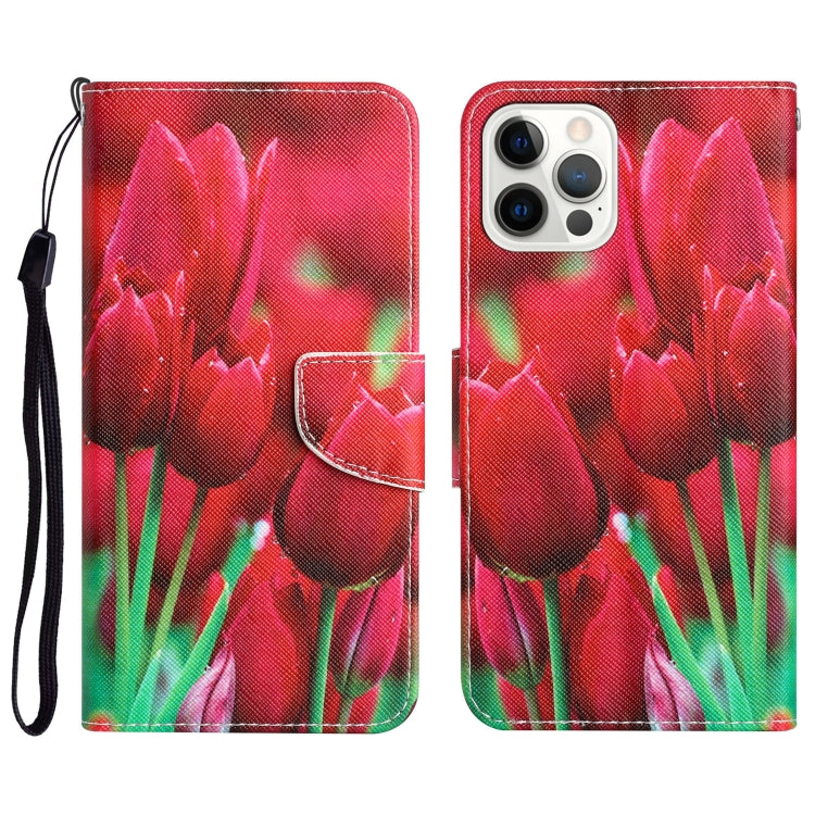 For iPhone 15 Pro Colored Drawing Leather Phone Case(Tulips) - HoMEdemic™ 
