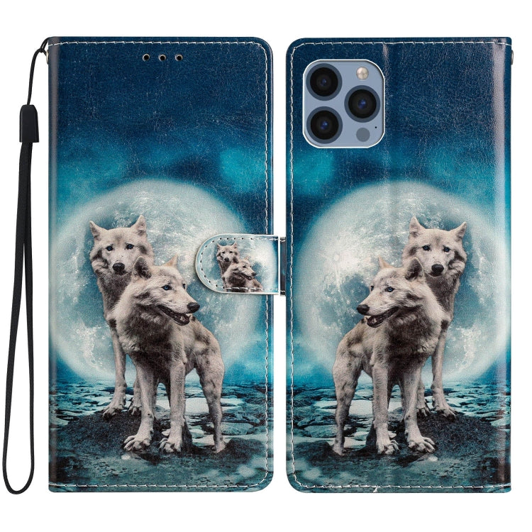 For iPhone 15 Pro Colored Drawing Leather Phone Case(Twin Wolves) - HoMEdemic™ 