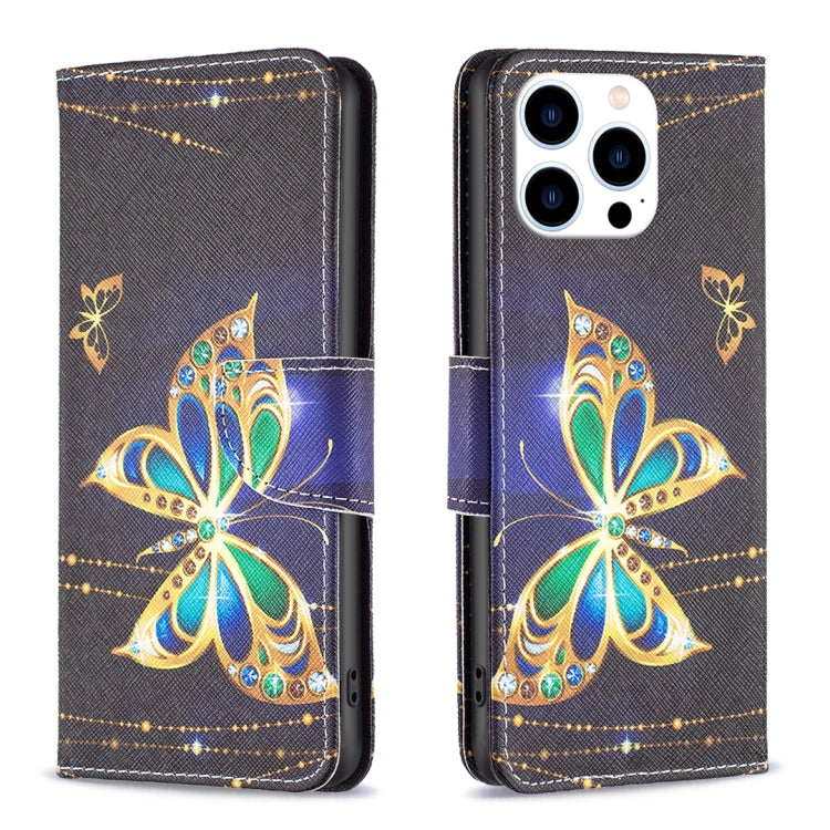 For iPhone 15 Pro Colored Drawing Pattern Flip Leather Phone Case(Big Butterfly) - HoMEdemic™ 