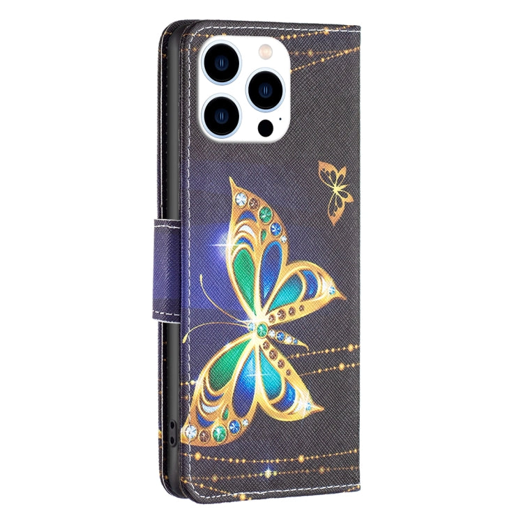 For iPhone 15 Pro Colored Drawing Pattern Flip Leather Phone Case(Big Butterfly) - HoMEdemic™ 