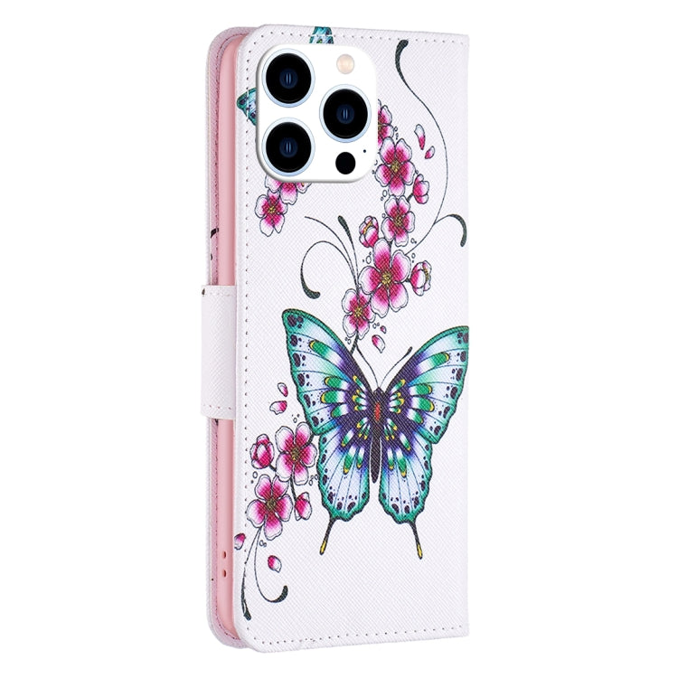 For iPhone 15 Pro Colored Drawing Pattern Flip Leather Phone Case(Flowers Butterfly) - HoMEdemic™ 