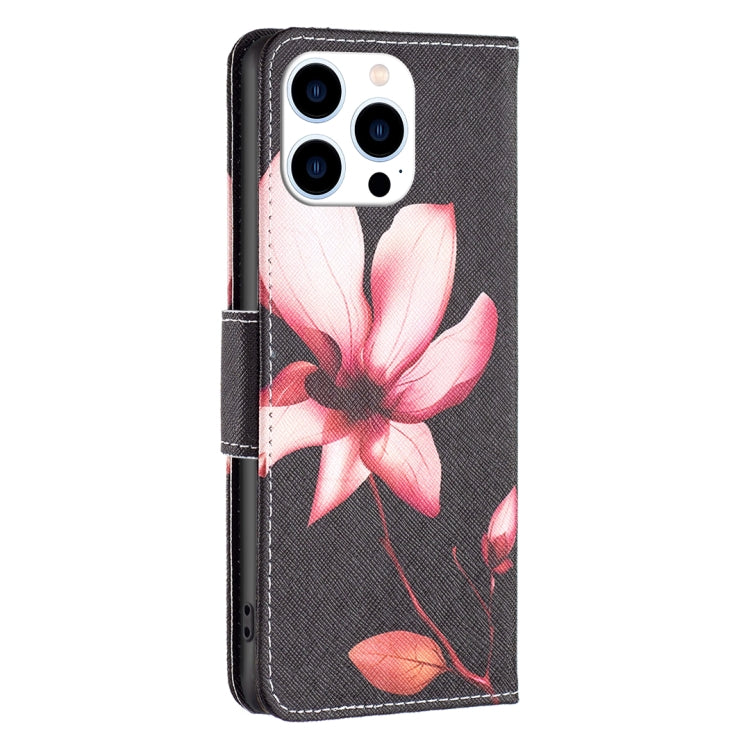 For iPhone 15 Pro Colored Drawing Pattern Flip Leather Phone Case(Lotus) - HoMEdemic™ 