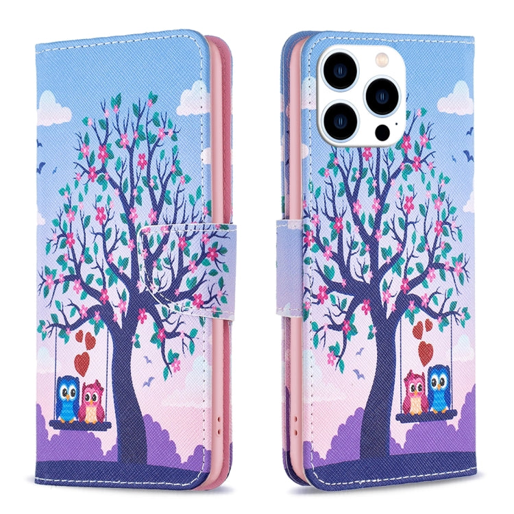 For iPhone 15 Pro Colored Drawing Pattern Flip Leather Phone Case(Owl) - HoMEdemic™ 