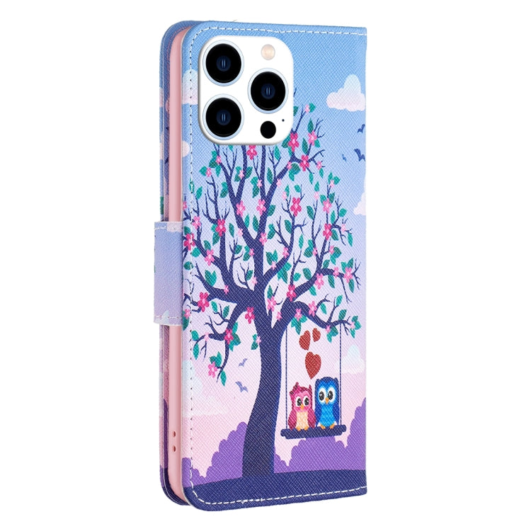 For iPhone 15 Pro Colored Drawing Pattern Flip Leather Phone Case(Owl) - HoMEdemic™ 