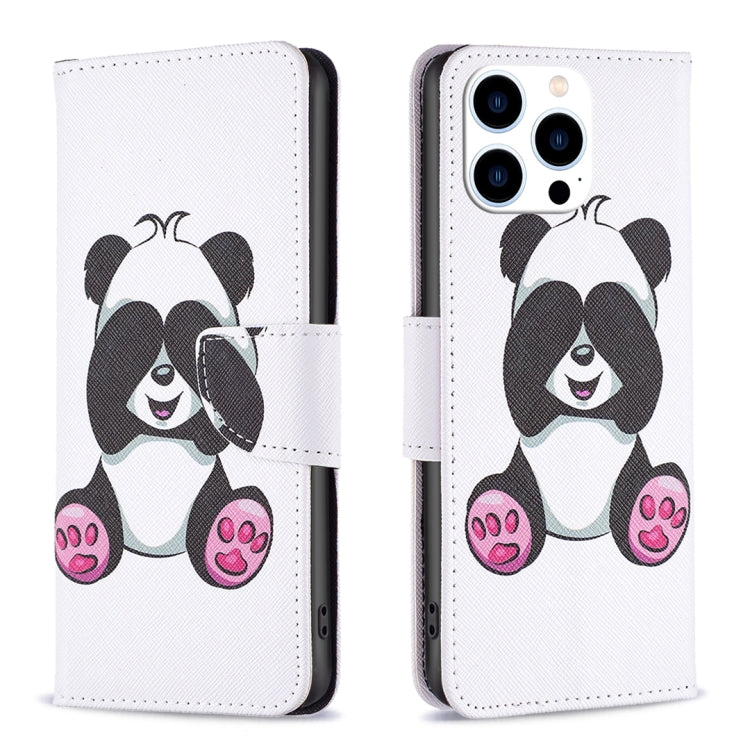 For iPhone 15 Pro Colored Drawing Pattern Flip Leather Phone Case(Panda) - HoMEdemic™ 
