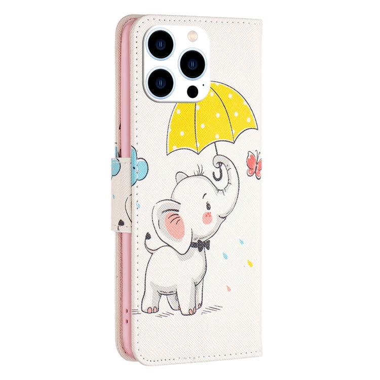 For iPhone 15 Pro Colored Drawing Pattern Flip Leather Phone Case(Umbrella Elephant) - HoMEdemic™ 