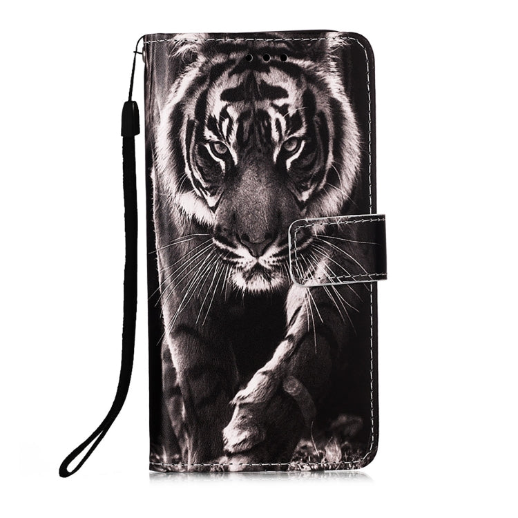 For iPhone 15 Pro Colored Drawing Pattern Plain Weave Leather Phone Case(Black And White Tiger) - HoMEdemic™ 