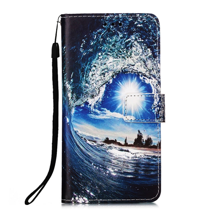 For iPhone 15 Pro Colored Drawing Pattern Plain Weave Leather Phone Case(Waves And Sun) - HoMEdemic™ 