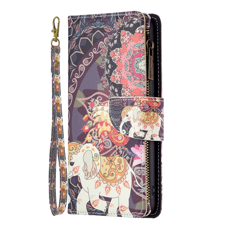 For iPhone 15 Pro Colored Drawing Pattern Zipper Phone Leather Case(Flower Elephant) - HoMEdemic™ 