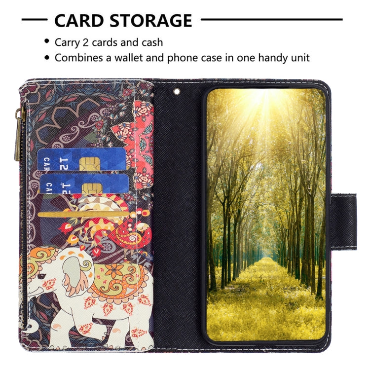 For iPhone 15 Pro Colored Drawing Pattern Zipper Phone Leather Case(Flower Elephant) - HoMEdemic™ 