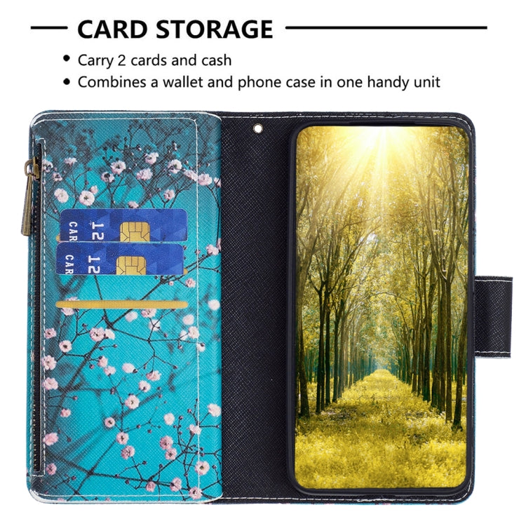 For iPhone 15 Pro Colored Drawing Pattern Zipper Phone Leather Case(Plum Blossom) - HoMEdemic™ 