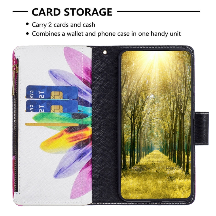 For iPhone 15 Pro Colored Drawing Pattern Zipper Phone Leather Case(Sun Flower) - HoMEdemic™ 