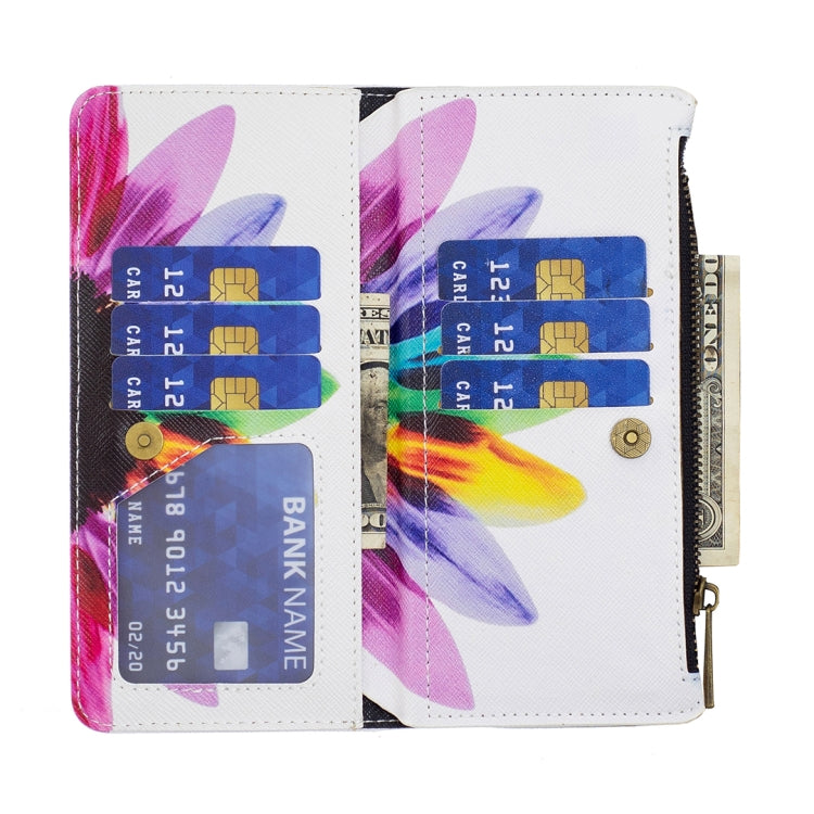 For iPhone 15 Pro Colored Drawing Pattern Zipper Phone Leather Case(Sun Flower) - HoMEdemic™ 
