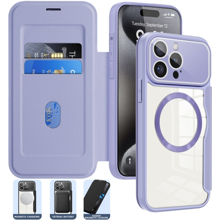 For iPhone 15 Pro Colored Shield MagSafe Magnetic RFID Anti-theft Leather Phone Case(Black) - HoMEdemic™ 