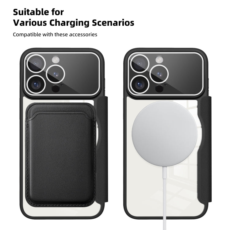For iPhone 15 Pro Colored Shield MagSafe Magnetic RFID Anti-theft Leather Phone Case(Black) - HoMEdemic™ 