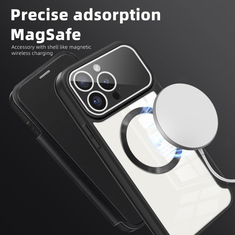 For iPhone 15 Pro Colored Shield MagSafe Magnetic RFID Anti-theft Leather Phone Case(Black) - HoMEdemic™ 