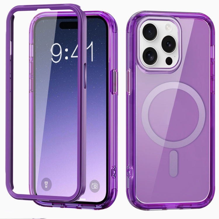 For iPhone 15 Pro Colorful MagSafe Magnetic PC Hybrid TPU Phone Case(Dark Purple) - HoMEdemic™ 