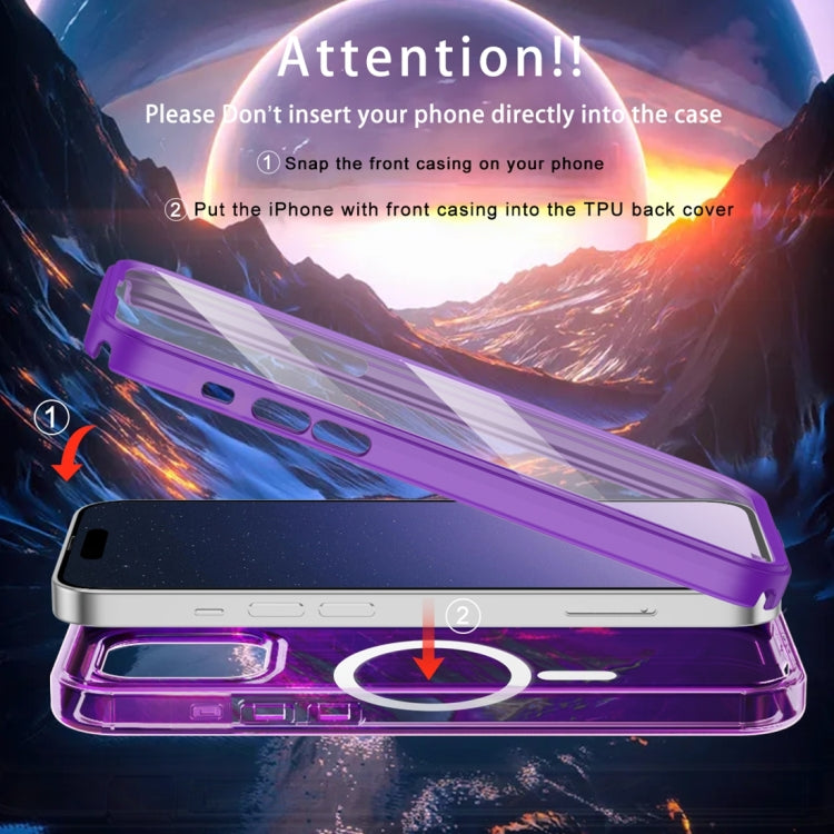 For iPhone 15 Pro Colorful MagSafe Magnetic PC Hybrid TPU Phone Case(Dark Purple) - HoMEdemic™ 