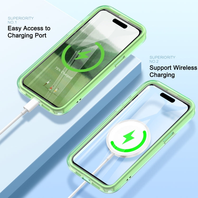 For iPhone 15 Pro Colorful MagSafe Magnetic PC Hybrid TPU Phone Case(Green) - HoMEdemic™ 