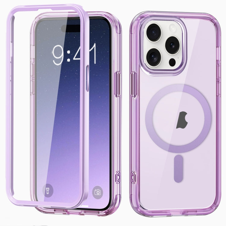 For iPhone 15 Pro Colorful MagSafe Magnetic PC Hybrid TPU Phone Case(Light Purple) - HoMEdemic™ 