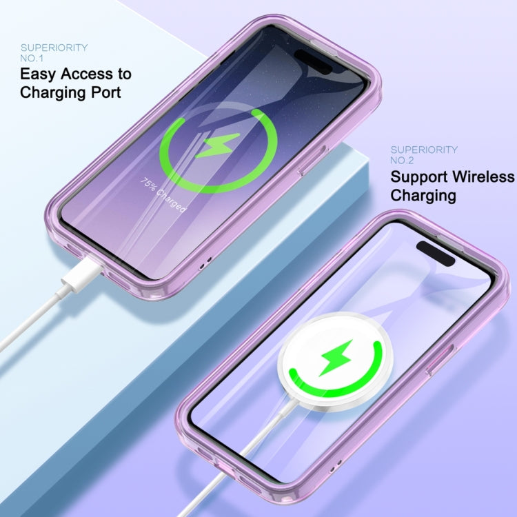 For iPhone 15 Pro Colorful MagSafe Magnetic PC Hybrid TPU Phone Case(Light Purple) - HoMEdemic™ 