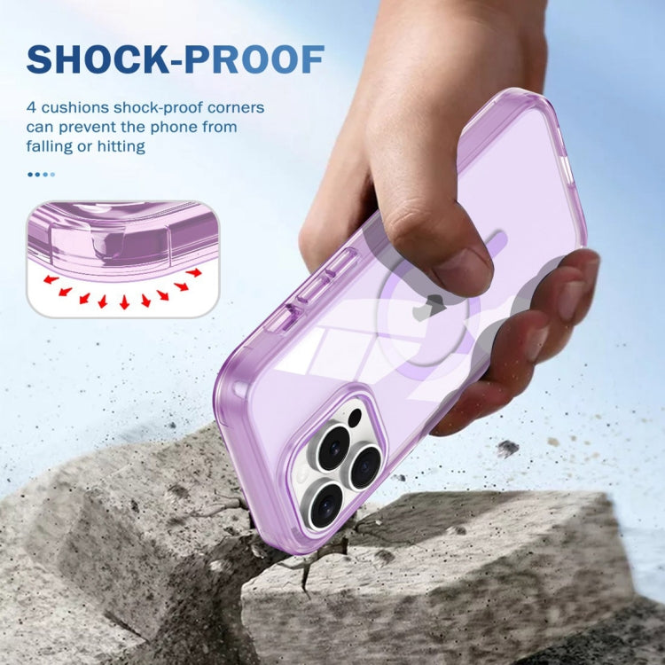 For iPhone 15 Pro Colorful MagSafe Magnetic PC Hybrid TPU Phone Case(Light Purple) - HoMEdemic™ 
