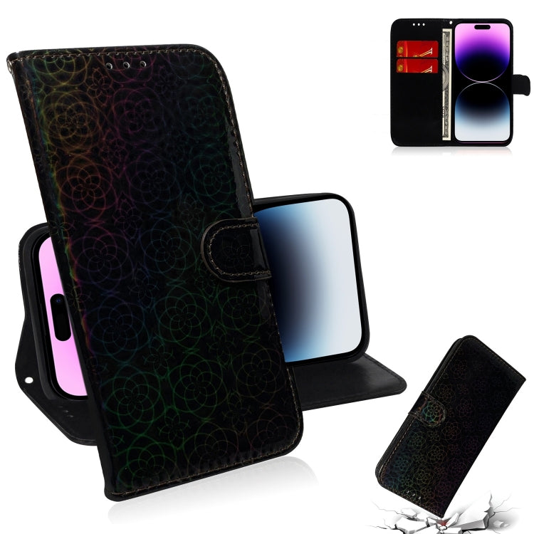 For iPhone 15 Pro Colorful Magnetic Buckle Leather Phone Case(Black) - HoMEdemic™ 