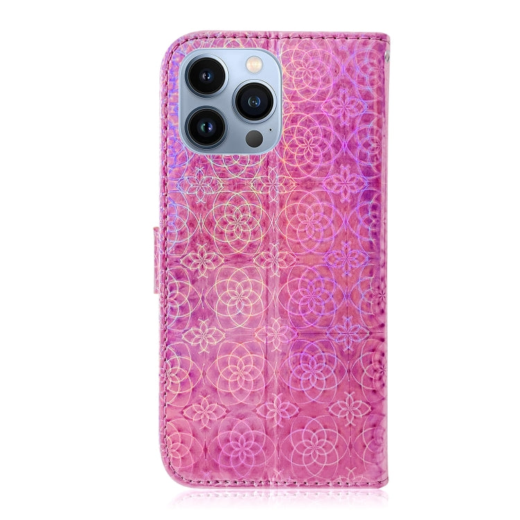 For iPhone 15 Pro Colorful Magnetic Buckle Leather Phone Case(Pink) - HoMEdemic™ 