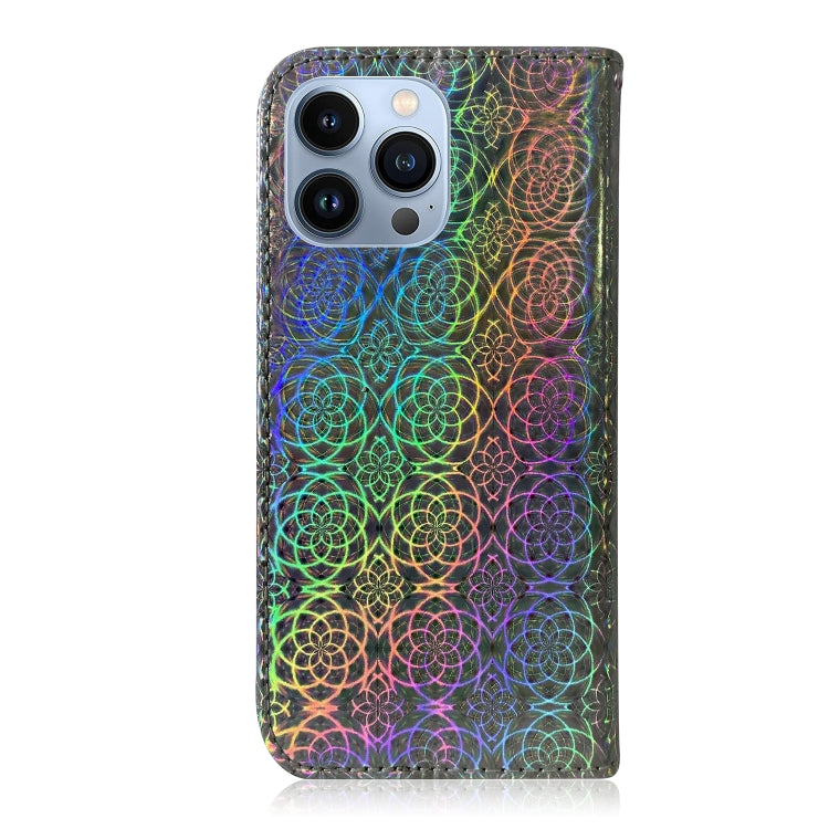 For iPhone 15 Pro Colorful Magnetic Buckle Leather Phone Case(Silver) - HoMEdemic™ 