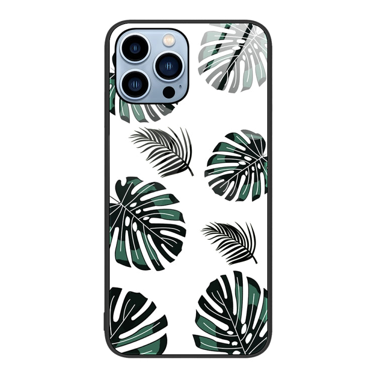 For iPhone 15 Pro Colorful Painted Glass Phone Case(Banana Leaf) - HoMEdemic™ 