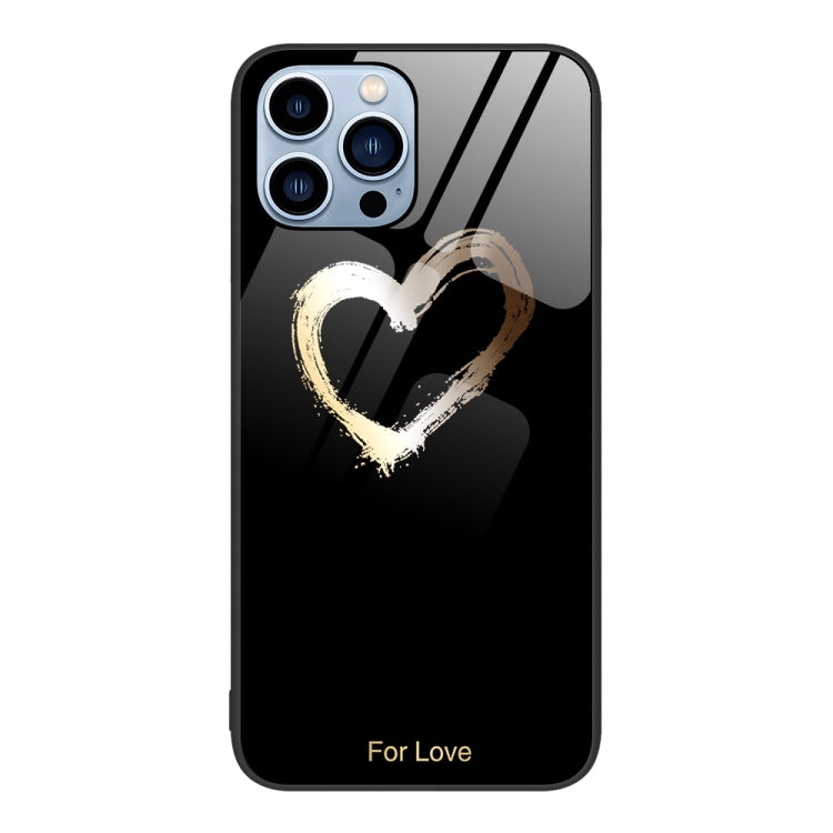 For iPhone 15 Pro Colorful Painted Glass Phone Case(Black Love) - HoMEdemic™ 