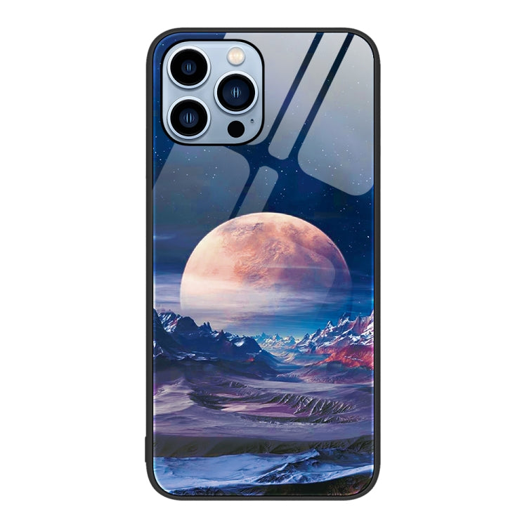 For iPhone 15 Pro Colorful Painted Glass Phone Case(Moon Hill) - HoMEdemic™ 