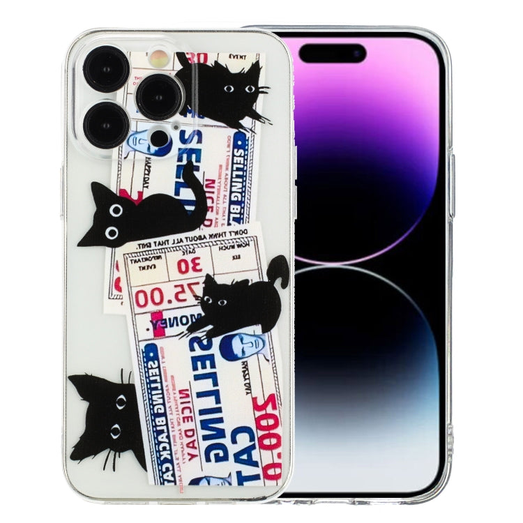 For iPhone 15 Pro Colorful Painting Pattern TPU Phone Case(Black Cat) - HoMEdemic™ 