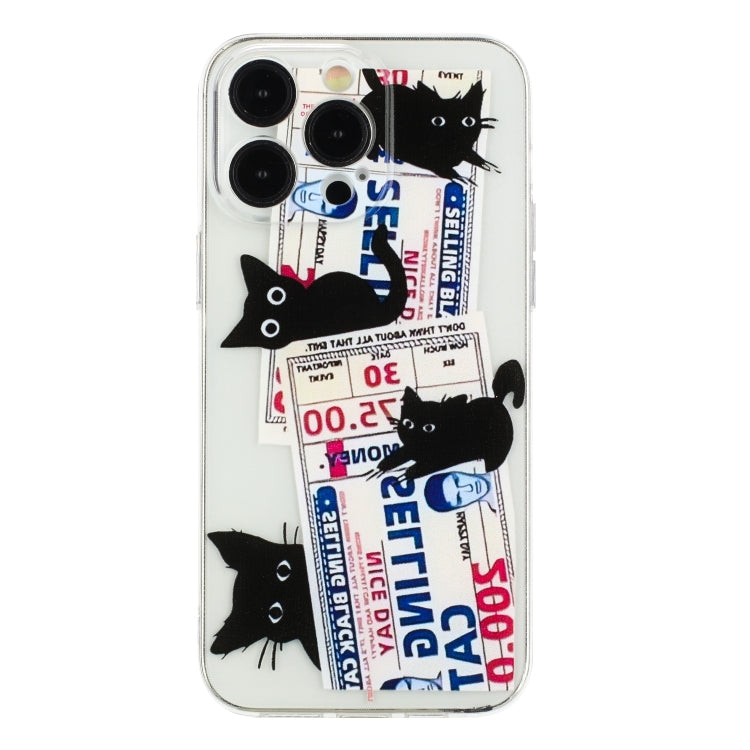 For iPhone 15 Pro Colorful Painting Pattern TPU Phone Case(Black Cat) - HoMEdemic™ 