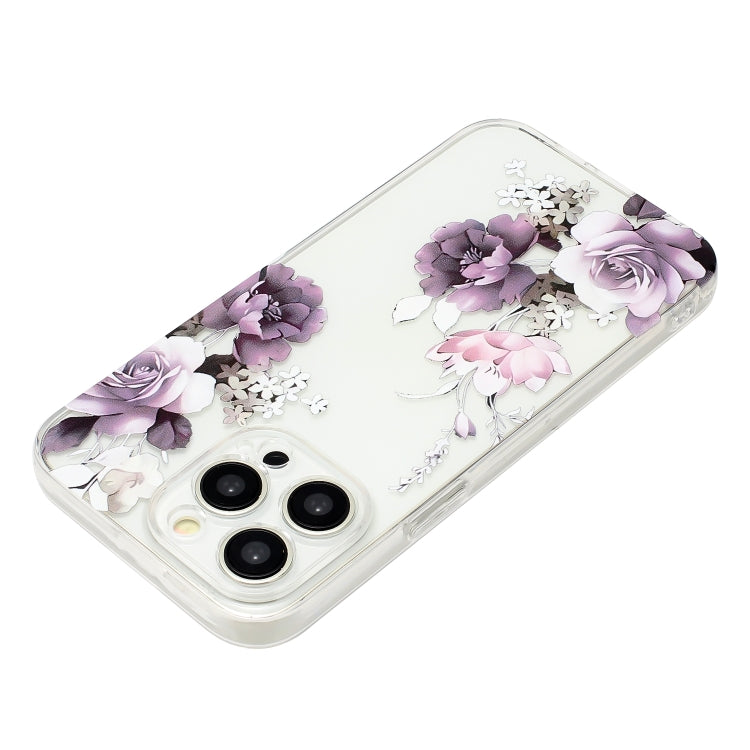 For iPhone 15 Pro Colorful Painting Pattern TPU Phone Case(Peony) - HoMEdemic™ 