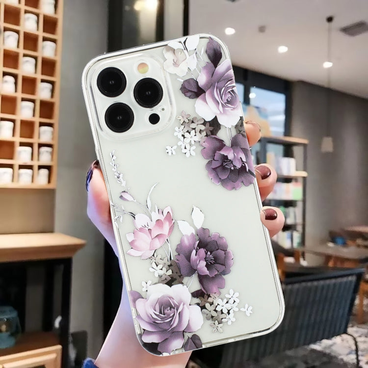 For iPhone 15 Pro Colorful Painting Pattern TPU Phone Case(Peony) - HoMEdemic™ 