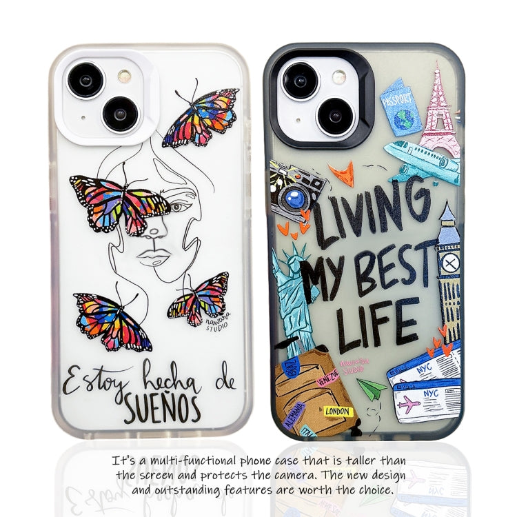 For iPhone 15 Pro Colorful Painting TPU + PC Phone Case(Butterflies) - HoMEdemic™ 