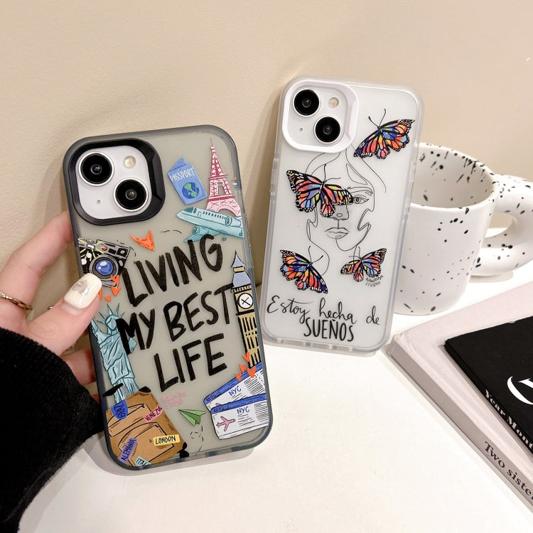 For iPhone 15 Pro Colorful Painting TPU + PC Phone Case(Butterflies) - HoMEdemic™ 