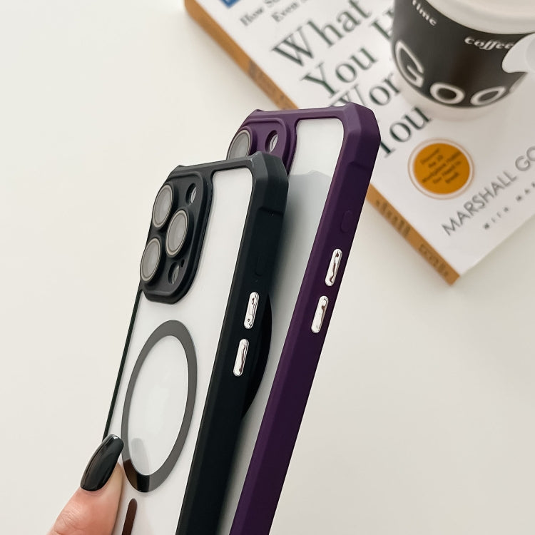 For iPhone 15 Pro Colorful Two-Color Lens Film MagSafe Magnetic Horn Acrylic+TPU Case(Black) - HoMEdemic™ 