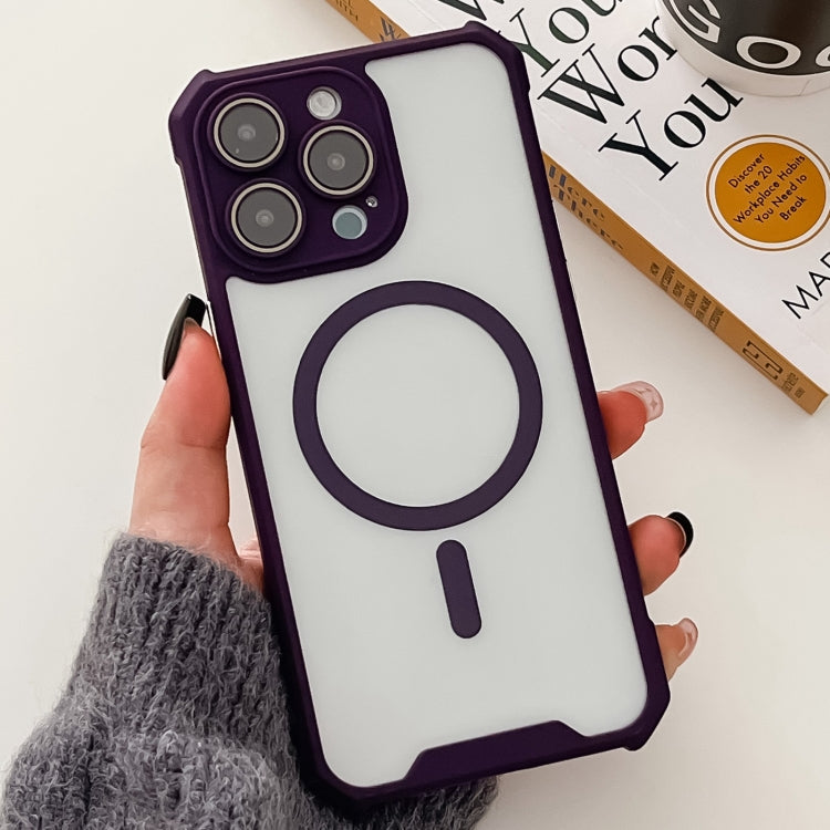 For iPhone 15 Pro Colorful Two-Color Lens Film MagSafe Magnetic Horn Acrylic+TPU Case(Purple) - HoMEdemic™ 