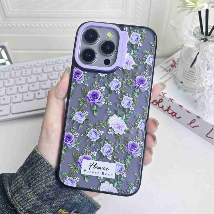 For iPhone 15 Pro Colorful Wave Circle Creative Pattern Phone Case(Purple Flower) - HoMEdemic™ 