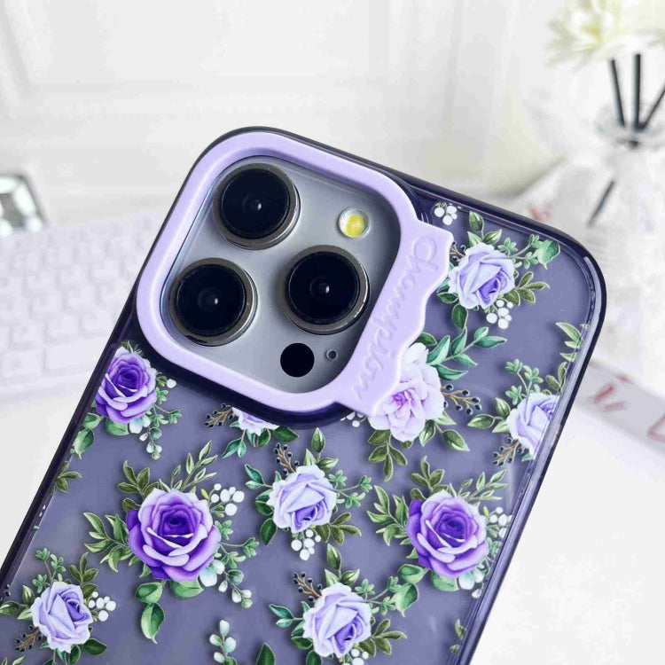 For iPhone 15 Pro Colorful Wave Circle Creative Pattern Phone Case(Purple Flower) - HoMEdemic™ 