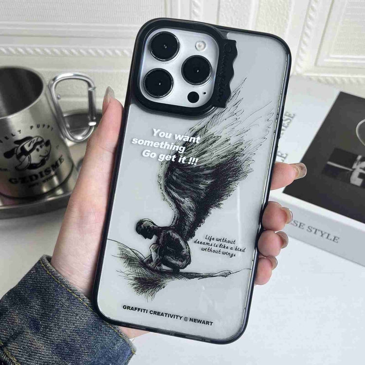 For iPhone 15 Pro Colorful Wave Circle Creative Pattern Phone Case(Sketch Wings) - HoMEdemic™ 