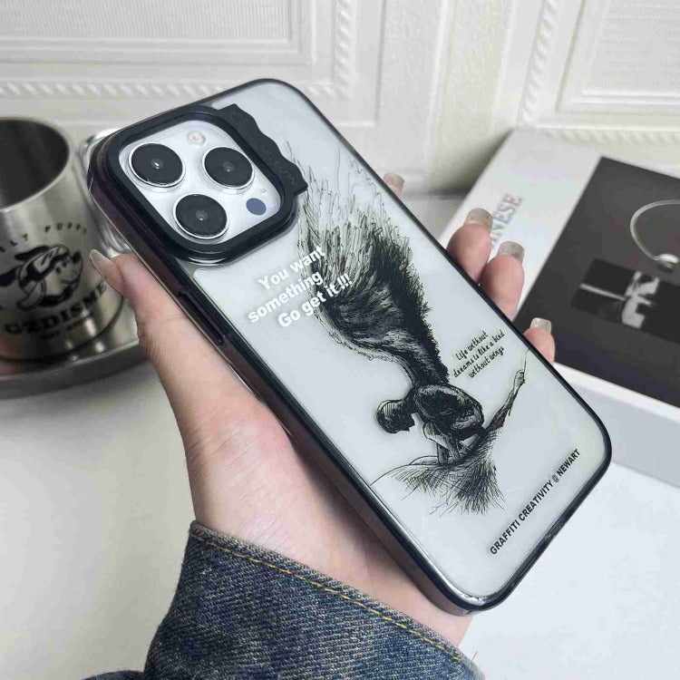 For iPhone 15 Pro Colorful Wave Circle Creative Pattern Phone Case(Sketch Wings) - HoMEdemic™ 