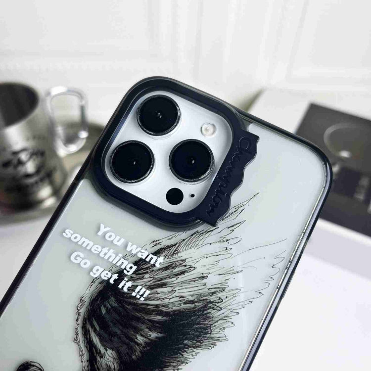 For iPhone 15 Pro Colorful Wave Circle Creative Pattern Phone Case(Sketch Wings) - HoMEdemic™ 